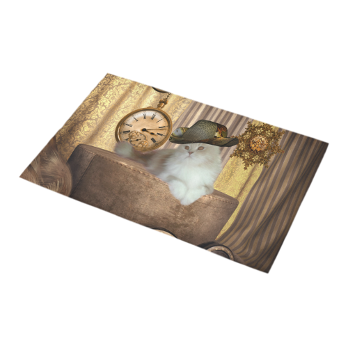 Funny steampunk cat Bath Rug 16''x 28''