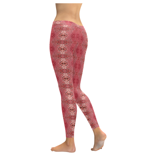 red leopard skin 3 Women's Low Rise Leggings (Invisible Stitch) (Model L05)