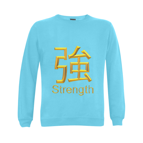 v-Golden Asian Symbol for Strength Gildan Crewneck Sweatshirt(NEW) (Model H01)