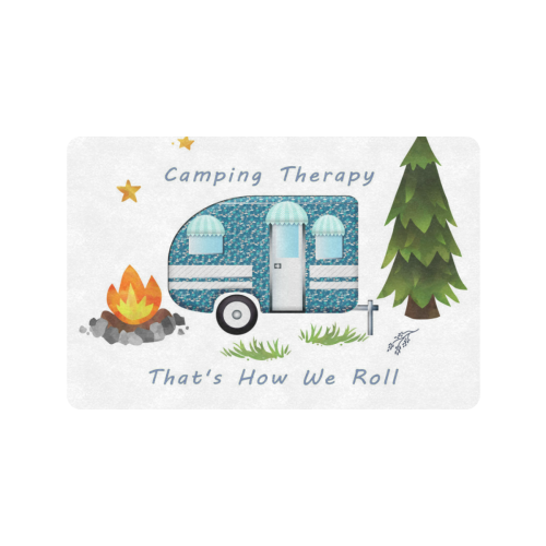 Camping Therapy Door Mat Doormat 24"x16" (Black Base)