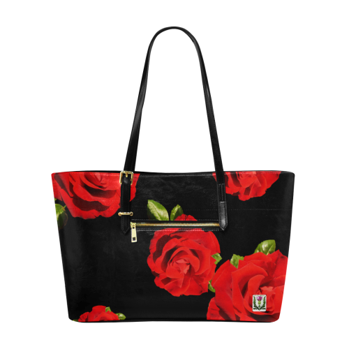 Fairlings Delight's Black Luxury Collection- Red Rose Handbag 53086g Euramerican Tote Bag/Large (Model 1656)