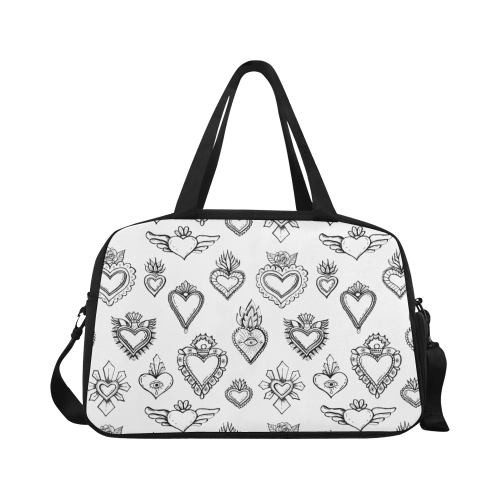 SACRED HEART - EX VOTO - Black and White Fitness Handbag (Model 1671)