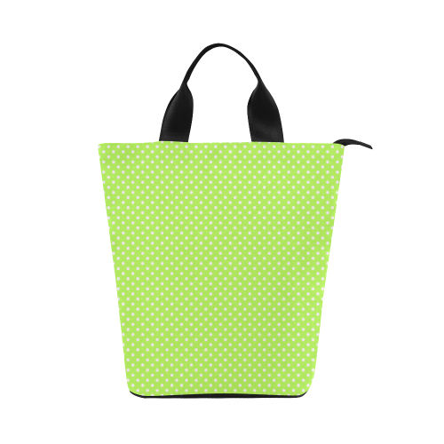 Mint green polka dots Nylon Lunch Tote Bag (Model 1670)