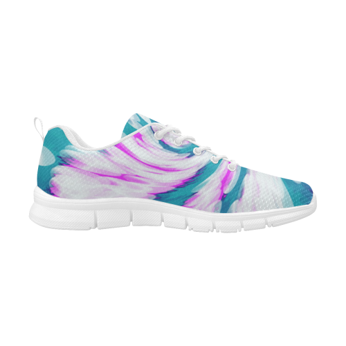 Turquoise Pink Tie Dye Swirl Abstract Men's Breathable Running Shoes (Model 055)