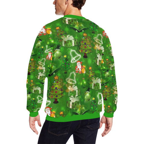 Green Christmas Popart by Nico Bielow Men's Oversized Fleece Crew Sweatshirt (Model H18)