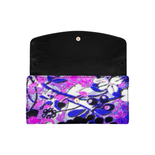 floral abstract in blue Women's Flap Wallet (Model 1707)
