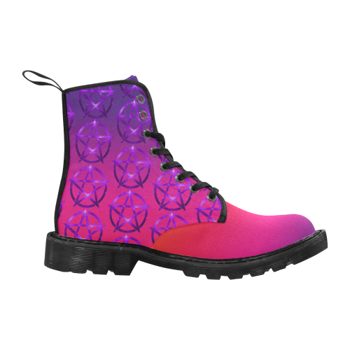 Rainbow Purple Pentacles Halloween Cheeky Witch Martin Boots for Women (Black) (Model 1203H)