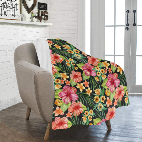 Awesome Tropical Hibiscus Ultra-Soft Micro Fleece Blanket 40"x50"