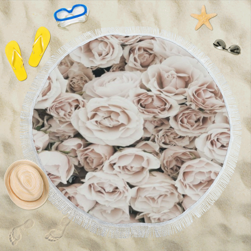 babypink flowers Circular Beach Shawl 59"x 59"