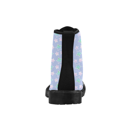Cute Rainbow lilac purple Patel colors little Stars pattern design Martin Boots for Women (Black) (Model 1203H)