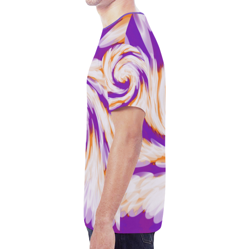 Purple Orange Tie Dye Swirl Abstract New All Over Print T-shirt for Men/Large Size (Model T45)