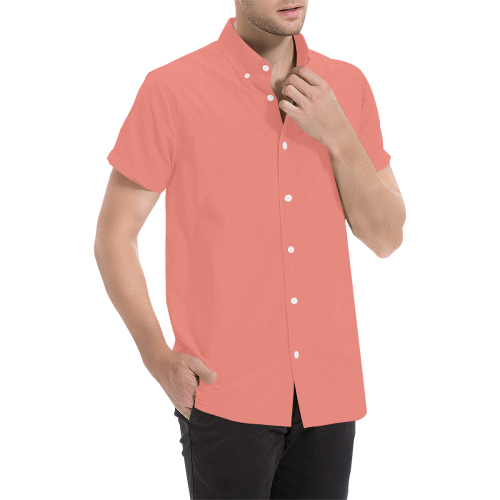 color tea rose Men's All Over Print Short Sleeve Shirt (Model T53)