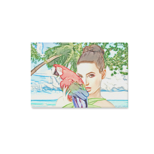 Girl with a parrot Canvas Print 18"x12"