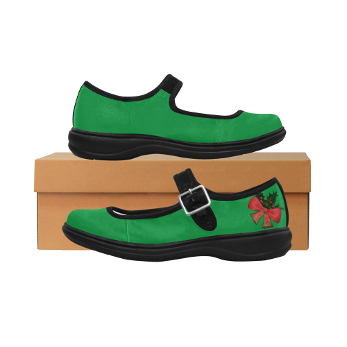 green xmas Mila Satin Women's Mary Jane Shoes (Model 4808)
