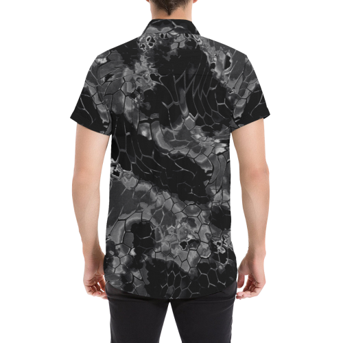 night dragon reptile scales pattern camouflage in dark gray and black Men's All Over Print Short Sleeve Shirt/Large Size (Model T53)