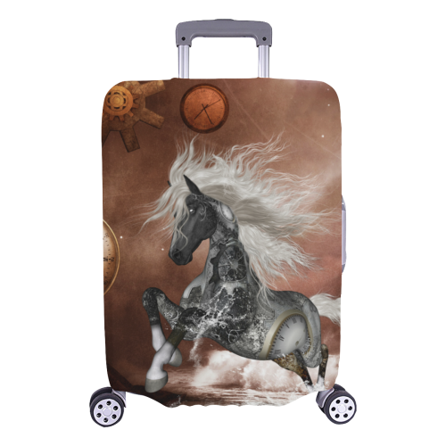 Amazing steampunk horse, silver Luggage Cover/Large 26"-28"