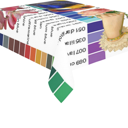 Colour Chart and Kingfisher Cotton Linen Tablecloth 52"x 70"