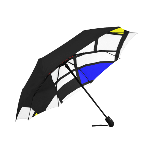 Mosaic DE STIJL Style black yellow red blue Anti-UV Auto-Foldable Umbrella (Underside Printing) (U06)