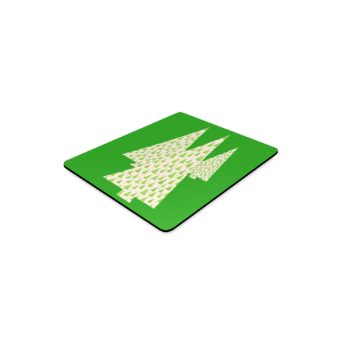 Christmas Trees Pattern on Green Rectangle Mousepad
