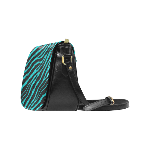 Ripped SpaceTime Stripes - Cyan Classic Saddle Bag/Large (Model 1648)