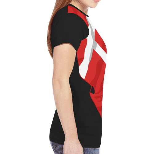 Denmark Ladies Classic Flag Tee 2.0 (Black) New All Over Print T-shirt for Women (Model T45)
