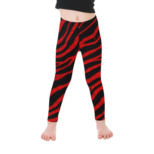 Ripped SpaceTime Stripes - Red Kid's Ankle Length Leggings (Model L06)