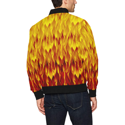 Hot Fire and Flames Illustration All Over Print Bomber Jacket for Men (Model H31)