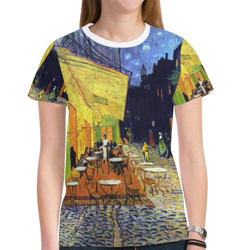 Vincent Willem van Gogh - Cafe Terrace at Night New All Over Print T-shirt for Women (Model T45)