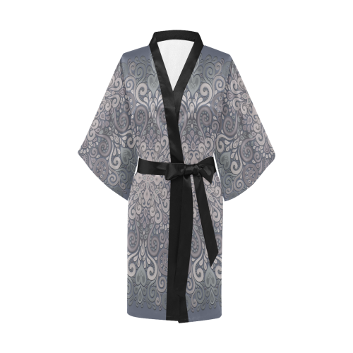 Vintage Ornate Gray - Green Powder Shades Mandala Kimono Robe