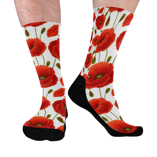 Poppy Pattern Mid-Calf Socks (Black Sole)