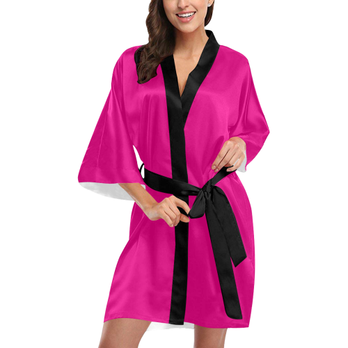 Hot Pink Happiness Solid Colored Kimono Robe