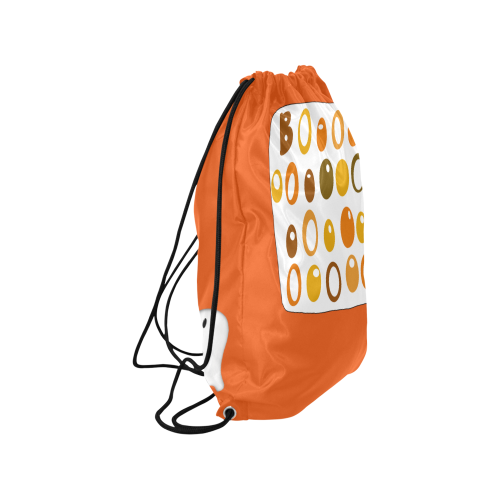Cute Halloween BOO Ghost Orange Medium Drawstring Bag Model 1604 (Twin Sides) 13.8"(W) * 18.1"(H)