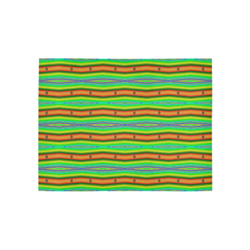 Bright Green Orange Stripes Pattern Abstract Area Rug 5'3''x4'