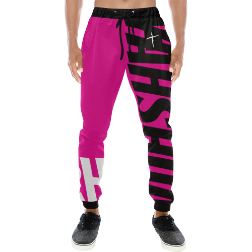 Neon Pink Men's All Over Print Sweatpants (Model L11)