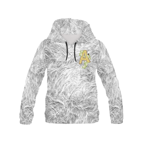 Lilly flower initial A on tecture All Over Print Hoodie for Women (USA Size) (Model H13)