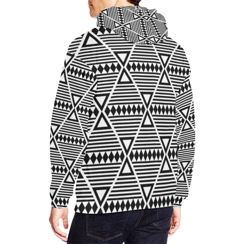 Black Aztec Tribal All Over Print Hoodie for Men/Large Size (USA Size) (Model H13)