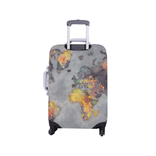 world map grey #map #worldmap Luggage Cover/Small 18"-21"