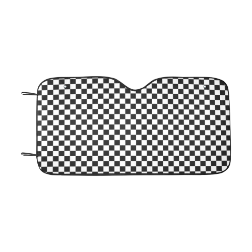 Checkerboard White And Black Car Sun Shade 55"x30"