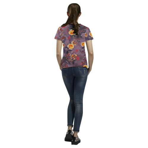 flowers 2 All Over Print T-shirt for Women/Large Size (USA Size) (Model T40)