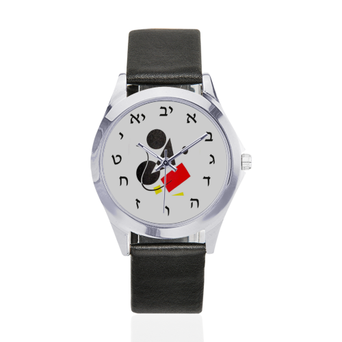 aaron Miro Unisex Silver-Tone Round Leather Watch (Model 216)