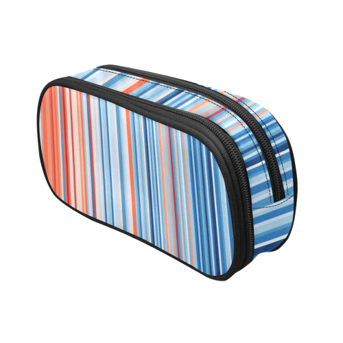 Blue and coral stripe 1 Pencil Pouch/Large (Model 1680)