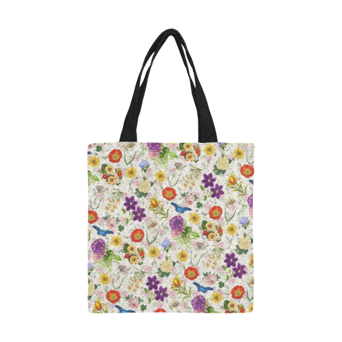 Vintage Painting Flowers Butterflies 1 All Over Print Canvas Tote Bag/Small (Model 1697)