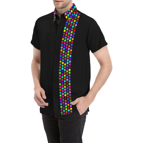 Big Polka Dots Border Multicolored Men's All Over Print Short Sleeve Shirt (Model T53)