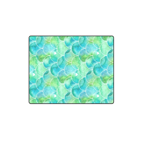 Mermaid SCALES green blue Blanket 40"x50"
