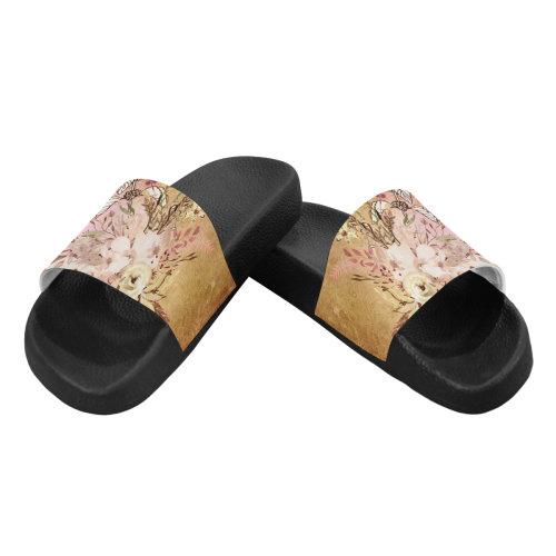 Wonderful floral design, vintage Men's Slide Sandals (Model 057)