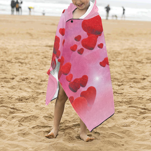 lovely romantic sky heart pattern for valentines day, mothers day, birthday, marriage Kids' Hooded Bath Towels