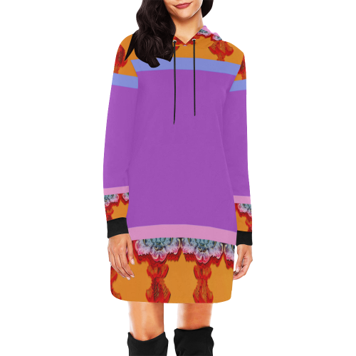 Annabellerockz-stripes-hoodie-purple All Over Print Hoodie Mini Dress (Model H27)