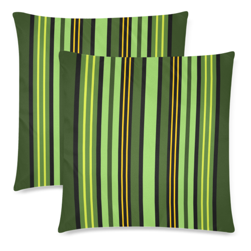 Nature's Stripes Custom Zippered Pillow Cases 18"x 18" (Twin Sides) (Set of 2)