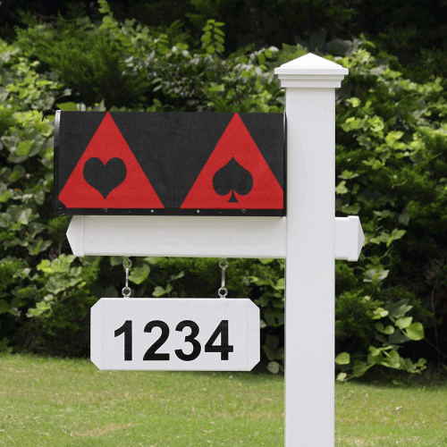 Las Vegas Black Red Play Card Shapes Mailbox Cover