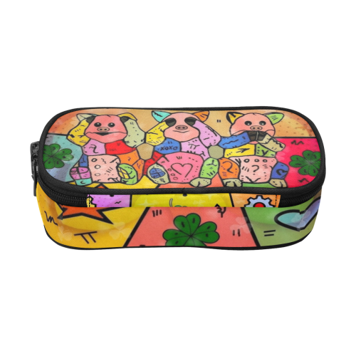 3 Pigs by Nico Bielow Pencil Pouch/Large (Model 1680)
